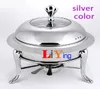 Mini Hot Pot Set Fornuis Kachel Chafing Dish Pots Serving Stand Heater Roestvrij Gouden Kroon Lid 30cm Buffet Pan Server Voedsel Lade Warmer Fondue