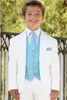 زرين عصري كيد كاملة مصمم الأبيض الشق التلبيب بوي بدلة الزفاف ملابس الأولاد حسب الطلب (سترة + بنطلون + ربطة عنق + سترة)