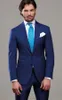 Su ordine colore blu Slim Fit Due Bottone Business Groom Tuxedo Process risvolto Groomsmen 2021 Tute da sposa