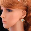 Nouveau Design Vintage bleu mauvais yeux plaqué or 18 carats collier ras du cou boucles d'oreilles strass bijoux Sets6373526