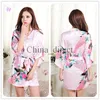 2017 été Femme Solide rayonne soie courte Robe Pyjama Lingerie Chemise de Nuit Kimono Robe pyjama Sexy Femmes Robe peignoir 13 couleurs # 3795