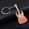 Musical Instrument Guitar Keychain Enamel key ring holder Bag Hangs fashion jewelry Promotion gift Black Red Blue