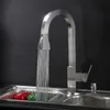 2015 New Arrival High End Heavy Solid Brass Water saving Brass Deck Mounted Nickle Brushed Pull Out Sprayer Kitchen Faucet Sink Mixer Tap