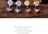 925 Sterling Silver Earrings Fashion Jewelry Double Sided Zircon Diamond Crystal Stud Earring Rose-gold & White Color for Women Girls