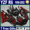 Zestaw z tworzywa sztucznego dla YZF-R6 98-02 Yamaha YZF600 YZF R6 1999 1999 2000 2001 2002 Wszystkie białe wróżki motocyklowe zestaw GG18 +7 prezenty