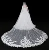 Voile cathédrale pour robe de mariée, robe de mariée, fleurs 3D, Tulle doux, bord coupé, Tulle blanc ivoire, une couche avec peigne, 3 mètres, 2019