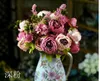 人工牡丹の束48cm / 18.8インチのシルクの花シミュレーションヨーロッパの牡丹の花ウェディングセンターピースの装飾SP0