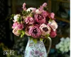 Sztuczna Peonia Bunch 48cm / 18,8 cal Silk Flowers Symulacja Europejskiej Piwonia Kwiat Z Hortensja Kwiat Dla Wedding Centerpieces Decor Sp0