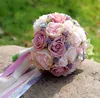 Silk Wedding Bouquet Artificial Home Party Deco Flowers Bridal Bouquet Rose och Pink Hortensi Wedding Bouquet de Mariage1046647