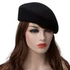 Unisex kobiety mężczyźni 100% wełniane pochylone sukienka kościelna fascynator Beret Hat Pillbox Party A468