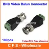 100 stks Coax Cat5 naar Camera CCTV BNC UTP Video Balun Connector Adapter BNC Plug voor CCTV-systeem Gratis verzending