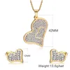Hotsale Brand New Women's Romantic Style Jewelry Set Stainless Steel Gold Love Heart exquisite zircon crystal Necklace Pendant & Earring