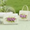 Wedding Favor Bag Creative Candy Box Purple Floral Party Gift Bag with Handle Birthday Party Favor Holder 50 pcs Free Shipping