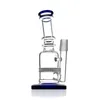 Best quality blue and clear color glass Bong glass water pipe with honeycomb percolator 7inches 18mm joint