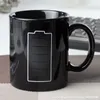 Magische batterijkleur veranderende mok thermometer warmtegevoelig zwart keramische koffiebeker creatief bedrijf promotie geschenken