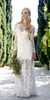 2015 Fashion Bohemian Wedding Dresses with Long Sleeves Sheath Lace Bridal Dresses V Neck Floor Length Bridal Wedding Gowns Custom Made