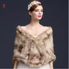 Import Wysokiej Jakości Wrap Bridal Cloak Płaszcz Fox Fur Boleros wzruszaj Ramiczki Regularne Faux Futro Koleń Papiechy Na Wesele Darmowa Wysyłka LD1059