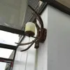 Ретро североамериканские Рога смолы одна голова настенные светильники сельский ресторан Стеклянная тень барная стойка балкон настенные светильники