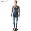 Haoyuan Sexy Denim Umpsuits 2017 Полный боди в глубине V -шеи Bodycon Complos Skinny Front Year Jeans Dompers Women Permockuit Q1118614904