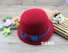 Wool bowtie spring autumn winter baby girl's fedora hats cashmere children fashion hats kids warm cap