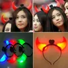 Halloween Led Devil Horns Lights Cheering Rave Toys Flashing Hair Clip HeadBand Light-emitting Hairpin Decoration
