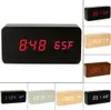 Mode Hot Modern Sensor Wood Clock Dual LED Display Bamboo Clock Digital Alarm Clock Led Clock Show Temp Time Voice Control