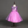 2018 Yaz Çocukları Sequin Dress Girls Tutu Dantel Çiçek Uzun Elbiseler Prenses Şifon Resmi Çocuk Elbise Moda Kız Giysileri 100-170 LH03