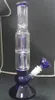 Wholesale - two function 4 Arm percolator glass bong glass water pipe blue glass smoking pipe with 19mm bowl and oil rig