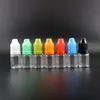 100 szt. PET 5 ml Dropper Butelka Butelka Dziecko Bezpieczne Wysoce przezroczyste plastikową butelkę z kroplami ściskane kolorowe czapki