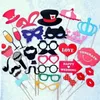 Gratis DHL Foto Props Glasses Mustasch Lip Hold Stick Bröllop Födelsedagsfest DIY Masker Roligt Favorit 1Set 44PCs