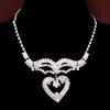 18K Silver Plated Rhinestone Austrian Crystal Necklaces Earring Stick Bride Charm Jewelry Sets for Bridal Wedding317Z