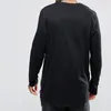 New Hip Hop Mens Basic T -Shirt Longline Reißverschluss Designer Langarm Oneck Oneck Solid T -Shirts Men039s Kurve Saum Seite Zip Tops Tee5637529