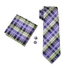 Purple Check Mens Ties Silk Hanky ​​Cufflinks Slips Set Jacquard Woven Business Formal Bussiness Casual Tie Meeting N021176961372062