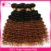 美容蜂蜜金髪の髪の束の深い巻き毛の髪の織り3個のPCSロット＃1B / 30黒人女性のための2つのトーンの処女の深い波の髪