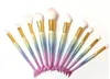 1LOT = 10PCS Mermaid Brush Makeup Brushes Sets 3D Färgglada Professionella Make Up Brushes Foundation Blush Cosmetic Brush Set Kit Tool