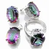 Newest Design Mystic Topaz jewelry Set Rainbow Jewelry Pendant and Earrings for Women