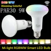 85-265V MILIGTE 2.4G 무선 E27 GU10 RGBW RGB + 쿨 화이트 RGB / WW RGB + 따뜻한 화이트 4W 6W 9W PAR30 LED 조명 Dimmable 전구 램프