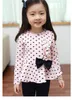 Baby Girls Spring Outfits PoLka Dots T-рубашка с длинным рукавом Футболка с бантом + Брюки 2 Шт. Детские наборы Дети костюмы Прекрасный милый наряд C-5