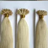 50g 50Strands Pre Bonded Nail U Tips Hårförlängningar Brasilianska Indiska Human Hair 18 20 22 24In # 60 / Platinum Blondin Skräddarsy färg