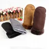 Fausse peau de mouton mitaines thermiques gants fourrure garniture daim cuir hiver épais cachemire chaud taille gant Guantes fourrure