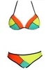 2015 Color Block Women Bikinis Halfter Riemchen BH Neoprene Bikini Brasilianer sexy Superschub Up Bikini Bikini Badeanzug Badebekleidung Frauen FG1511