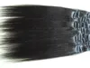 brasilianska mänskliga klipp i hårförlängningar rak ljus yaki hår weft naturlig svart färg 100g ett bunt 9 -stycken en uppsättning