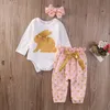 Mignon Enfants Vêtements Nouveau-Né Bébé Filles Vêtements Bandeau Lapin Barboteuse Polka Dot Pantalon Pantalon 3 PCS Infant Tenues Enfants Vêtements Ensemble 0-18 M