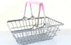 100pcs Mini Supermarket Shopping Cart Kids Toy Desktop Cosmetic Sundries Organizer Iron Storage Basket 3 Sizes
