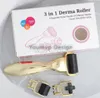 3 in 1 Derma-roller Kit met 3 afzonderlijke rollerhoofden met naaldcellen 180C / 600C / 1200C Wit / zwart / goud / zilver Titanium Dermaroller