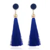 New Hot Long Tassel Drop Earrings Multil Colour Elegante pulsante Nappa Ciondola gli orecchini per le donne all'ingrosso di gioielli femminili