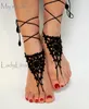 Crochet Barefoot Sandales, Chaussures pour femmes, Steampunk, Dentelle victorienne, Sandales noires, Chaussures de plage