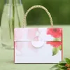 Caja de regalo de boda estilo bolso bonito con asa bolso de fiesta de boda encantador y Pupular para Color verde caramelo, morado y rojo