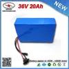 PVCケース付きホット販売1000W Eバイクバッテリー36V 20Ahは30A BMSに建てられた18650セル+ 42V 2Aの充電器送料無料