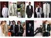 Burgundy Velvet Formal Men Suits Groom Groomsmen Tuxedos Peak Lapel Wedding Morning Suits (Jacket+Pants+Vest+Bow Tie)